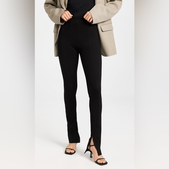 Anine Bing Max Pants EU 32 US 2 Black Pintuck Split Cuff Stretch Ponte High Rise - Picture 13 of 15